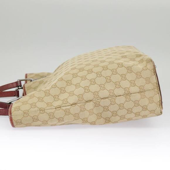 GUCCI GG Canvas Tote Bag Beige Silver Red - Picture 4 of 16